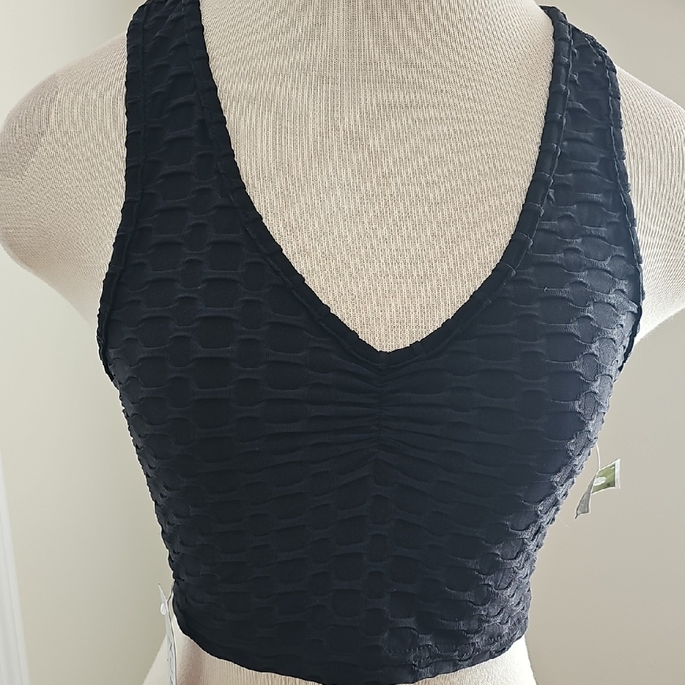 Black Textured Crop Bra By XJBOOST. NWT. size‎ S/M